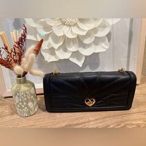 Olivia Miller Black Quilted Clutch with Gold Accent